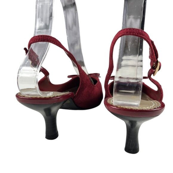 Predictions Jacelyn Red Faux Suede Heels Slingback Shoes Size 7 - Picture 7 of 16